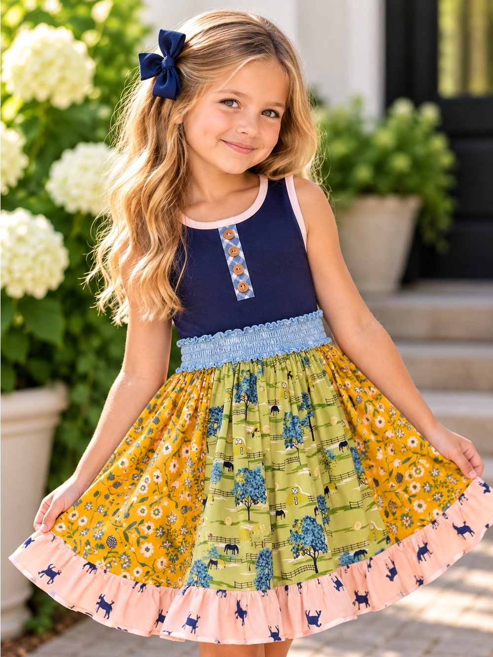Matilda Jane x Joanna Gaines Girls Size 6 Mixed Print Twirl Dress